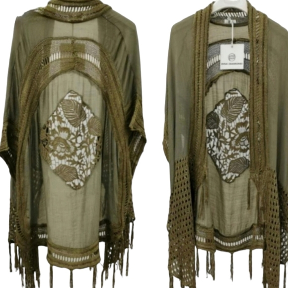 Pink Diamond vest open cardigan black crochet size M/L - Picture 11 of 11